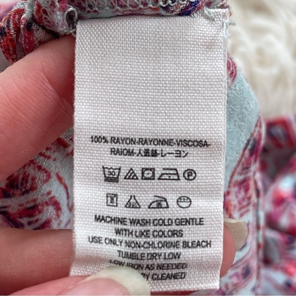 Free People Simone Boho Pocket Batik Print Dress white pink sleeveless Size M - Picture 8 of 11